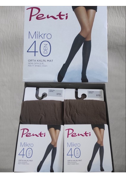 Mıkro 40 Den Orta Kalın Mat Pantolon ( Diz Altı ) Çorap 12'lı