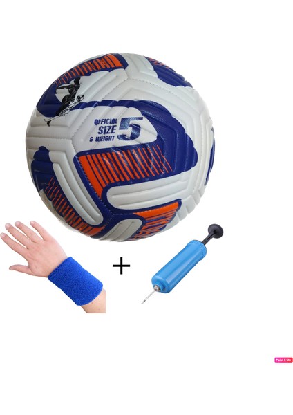 BSF-035 4 Astar 420 gr No:5 Futbol Maç Topu Orta Sertlikte + El Pompası + Havlu Bileklik