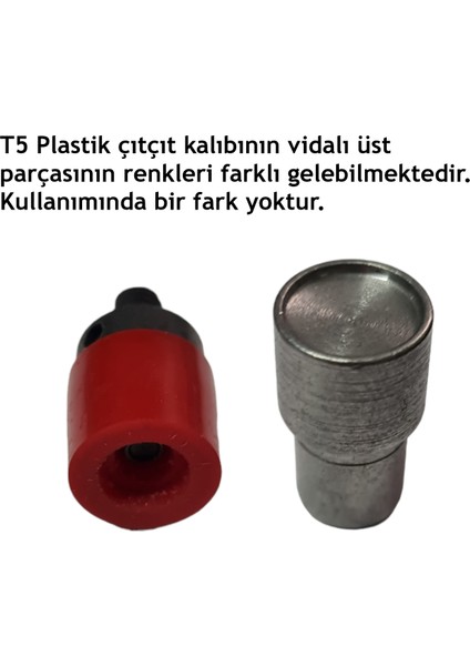 Tulumba Pres ve Plastik Çıtçıt Seti. (12MM Plastik T5 Çıtçıt Seti)