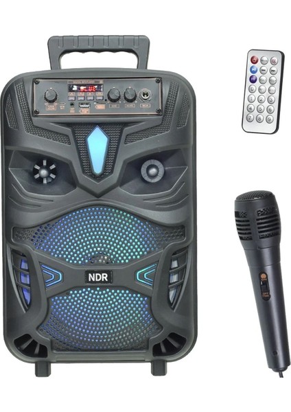 NDR-P55 USB - Sd - Bluetooth'lu Kablolu Mikrofon 8'' Portatif Ses Sistemi Hoparlör