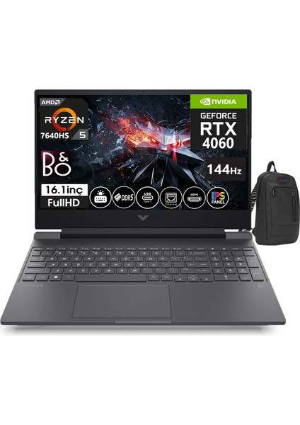 Victus Laptop 16 - S0035NT Amd Ryzen 5 - 7640HS 16GB Ddr5 1tb SSD 8gb RTX4060 16.1 Inç 144Hz IPS Fhd WINDOWS11HOME Taşınabilir Bilgisayar VİCTUS7Z5Z2EAW11+WEBLEGELSINÇANTA