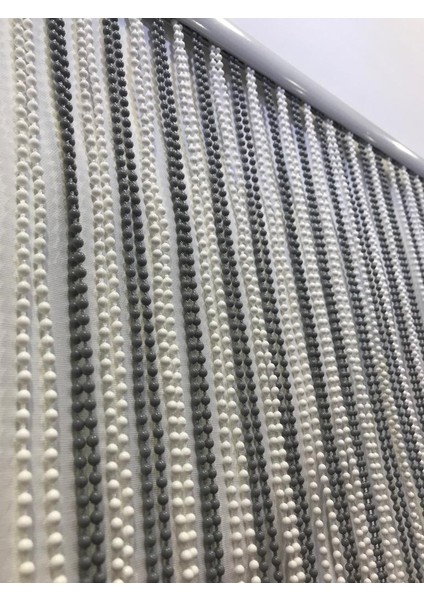 Kapı Boncuk Perdesi Gri Beyaz