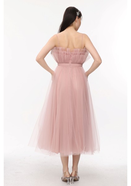 Fırfır Detaylı Hayal Tül Abiye Elbise modelleri