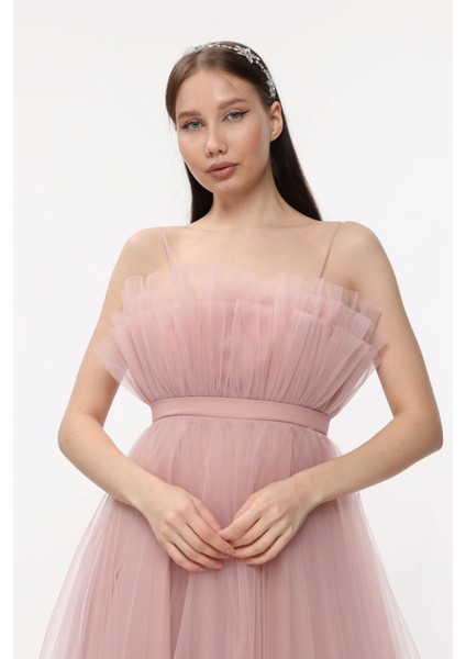 Fırfır Detaylı Hayal Tül Abiye Elbise fırsatları