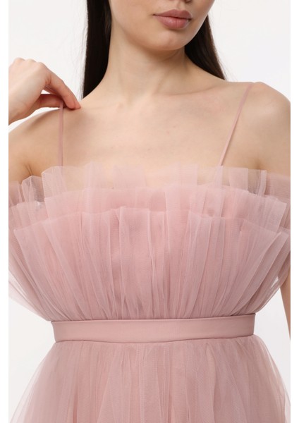 Fırfır Detaylı Hayal Tül Abiye Elbise indirimleri