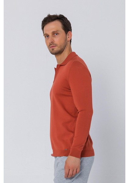 Erkek Regular Fit Düz Renk Polo Yaka Uzun Kollu Triko Kazak fiyatları