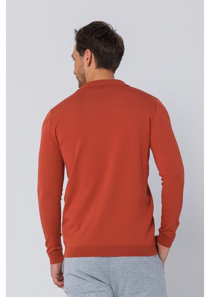 Erkek Regular Fit Düz Renk Polo Yaka Uzun Kollu Triko Kazak fırsatları