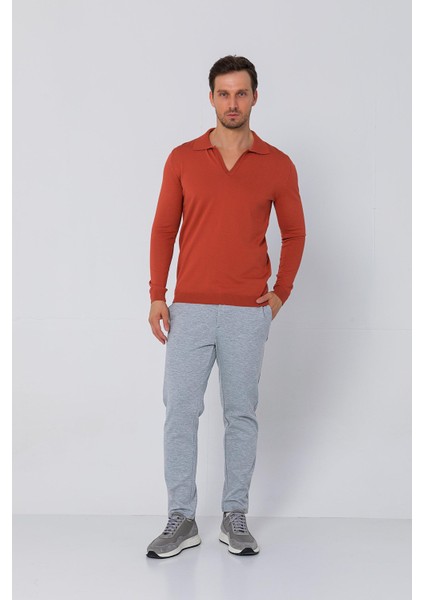 Erkek Regular Fit Düz Renk Polo Yaka Uzun Kollu Triko Kazak indirimleri