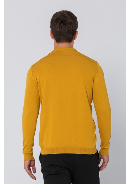 Erkek Regular Fit Düz Renk Polo Yaka Uzun Kollu Triko Kazak indirimleri