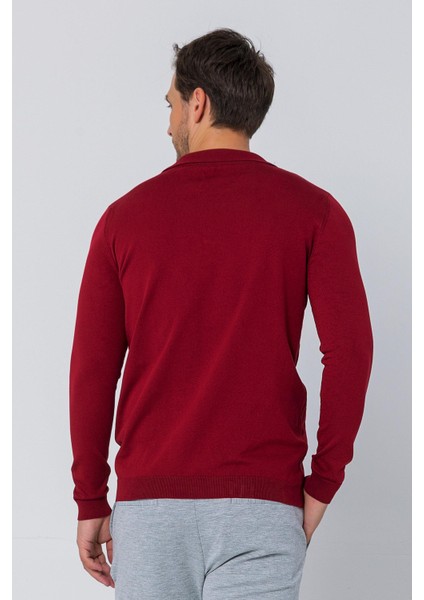 Erkek Regular Fit Düz Renk Polo Yaka Uzun Kollu Triko Kazak fırsatları