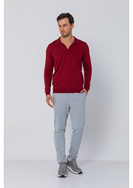 Erkek Regular Fit Düz Renk Polo Yaka Uzun Kollu Triko Kazak indirimleri