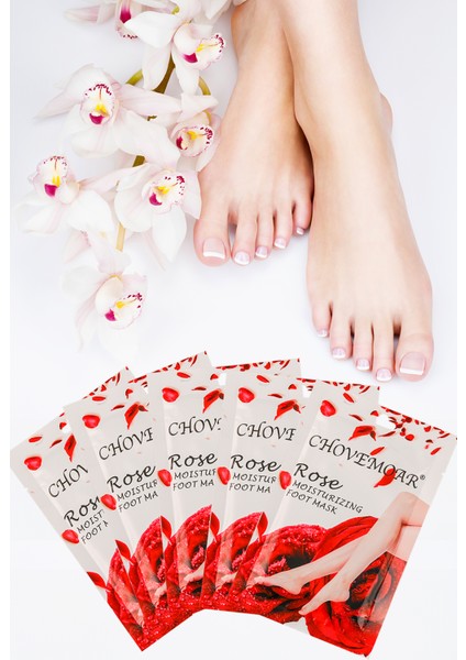 5 Adet Gül Yağlı Foot Pack Çorap Tipi Ayak Bakım Maskesi Nemlendirici Onarıcı XLM131