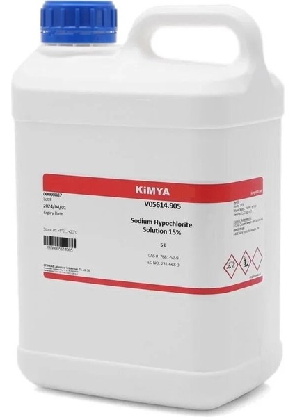 Sodyum Hipoklorit Çözeltisi 5Litre - Saflık 15 % - Cas No: 7681-52-9