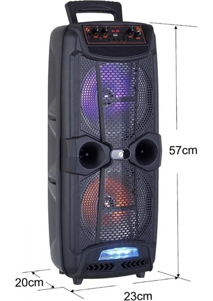 KTS-1743 Mikrofonlu Bluetooth Parti Eğlence LED Işıklı Sd Kart Fm USB Girişli Hoparlör