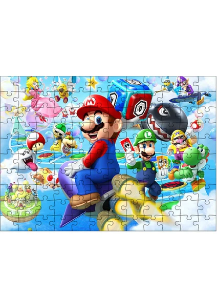 Ahşap Mdf Puzzle Yapboz Süper Mario 120 Parça 25*35 cm