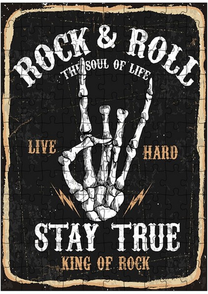 Ahşap Mdf Puzzle Yapboz Rock N Roll Stay True