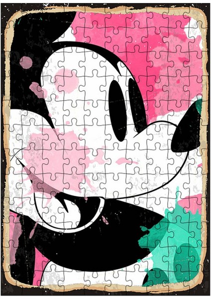 Ahşap Mdf Puzzle Yapboz Pembe Mickey Mouse