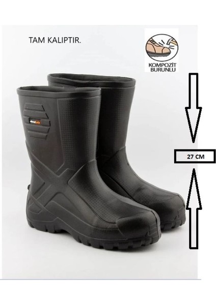 Kınal Eva Hafif Kompozit Burun Çizme Balıkçı, Çiftci, Tarla, Oto Yıkamacı, İş Güvenliği Çizmesi