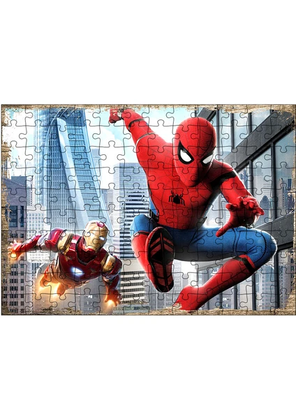 Ahşap Mdf Puzzle Yapboz Örümcek Adam Marvel Karekter 120 Parça 25*35 cm