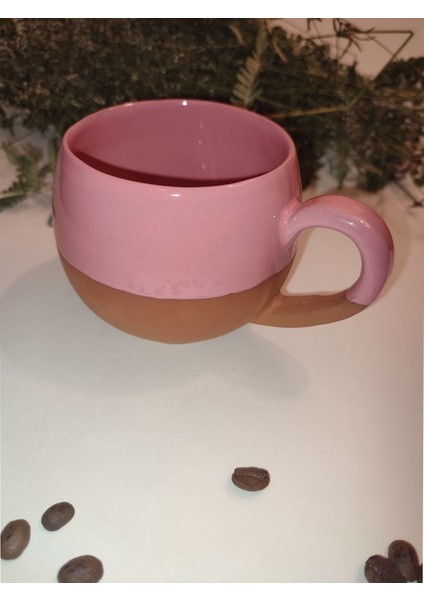 El Yapımı Toprak Pembe Çift Kişilik Kupa Bardak & Nescafe - Filtre Kahve - Süt Kupası - Kulplu Çömlek - Doğum Günü - Anneler Günü - Sevgililer Günü - Kutlama - Yeni Iş - Kadınlar Günü fırsatları