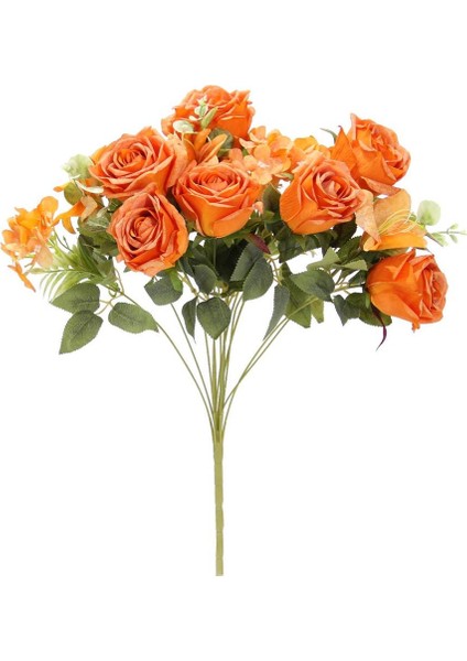 Yapay Gül Lilyum Ortanca Demeti 49 cm Turuncu