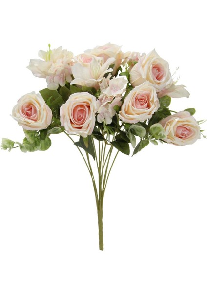 Yapay Gül Lilyum Ortanca Demeti 49 cm Pembe