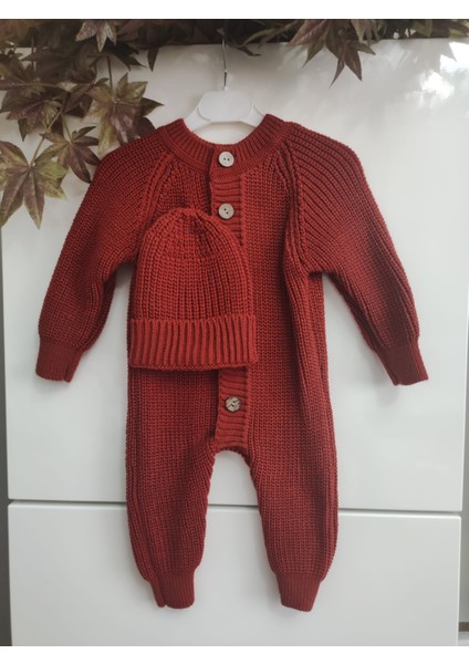Şapkalı Düğmeli Selanik Örgü Triko Bebek Tulum fiyatları