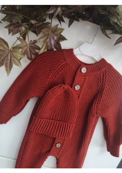 Şapkalı Düğmeli Selanik Örgü Triko Bebek Tulum modelleri
