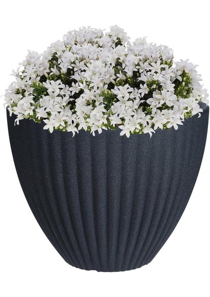 Via Gardenia Lotus Plastik Saksı Antrasit Çap 39CM Yükseklik 35CM