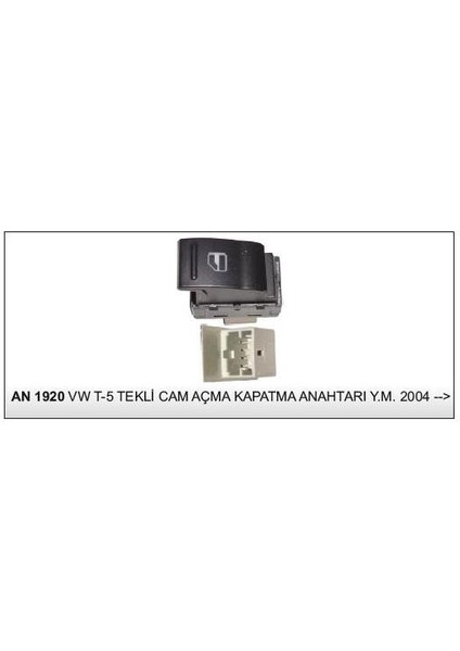 Cam Kaldırma Anahtarı Tekli Sağ Vw Transporter T5 2004 Sonrası 7L6959855B Dodo AN1920