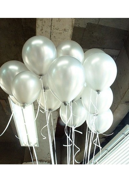 Metalik Beyaz Balon 12 Inch 5 Adet