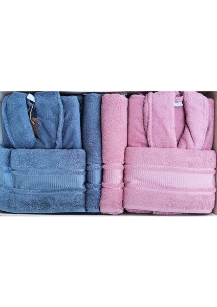 Colourist Aile Bornoz Seti Indigo-Pembe