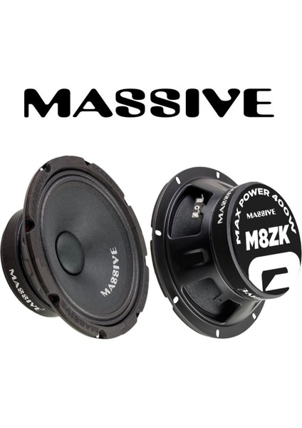 MS-M8ZK Çifti 800WAT-300W Rms 20 cm Premimum Oto Midrange Hoparlör Metal Kapaklı 1TAKIM/2ADET