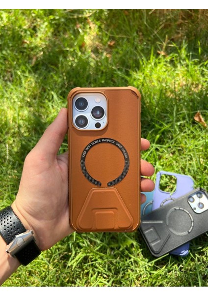 Iphone 14 Magsafe Leather Stantlı Telefon Kılıfı