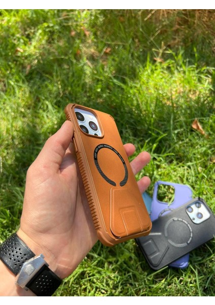 Iphone 14 Magsafe Leather Stantlı Telefon Kılıfı