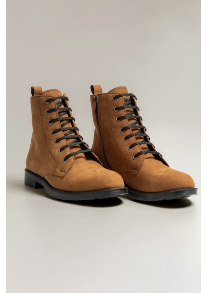 Erkek Nubuk Hakiki Deri Kışlık Bot – Taba, Fermuarlı, Kaymaz Kauçuk Taban, Şık & Rahat Stil