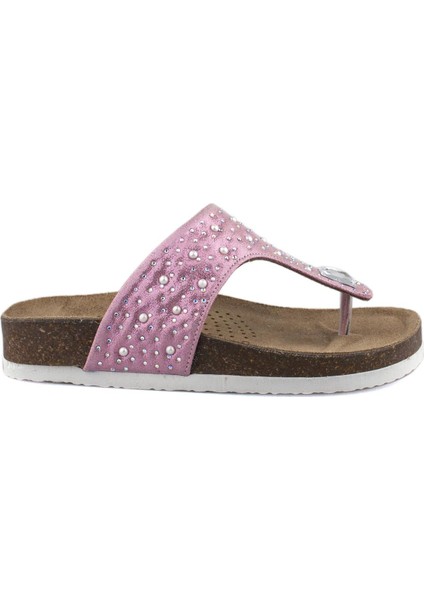Taşlı Pembe Kız Çocuk Parmak Arası Terlik