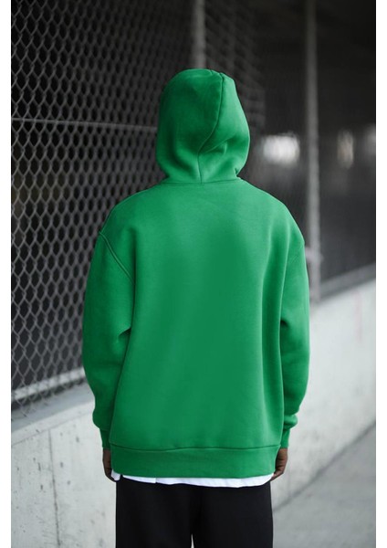 Kapşonlu 3 Iplik Kalın Içi Polarlı Oversize Kangru Cepli Erkek Sweatshirt