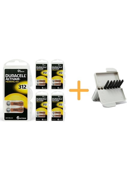 Duracell Activair 312 Numara Işitme Cihazı Pili (5 Paket x 6 Adet = 30 Adet Pil) + Hediye Işitme Cihazı Filtresi