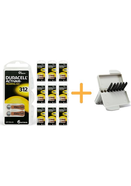 Duracell Activair 312 Numara Işitme Cihazı Pili (10 Paket x 6 Adet = 60 Adet Pil) + Hediye Işitme Cihazı Filtresi