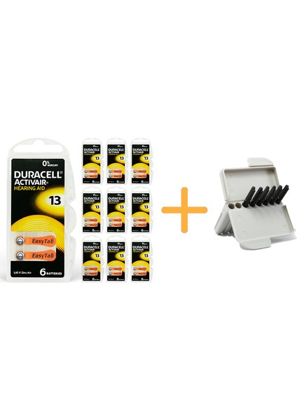 Duracell Activair 13 Numara Işitme Cihazı Pili (10 Paket x 6 Adet = 60 Adet Pil) + Hediye Işitme Cihazı Filtresi