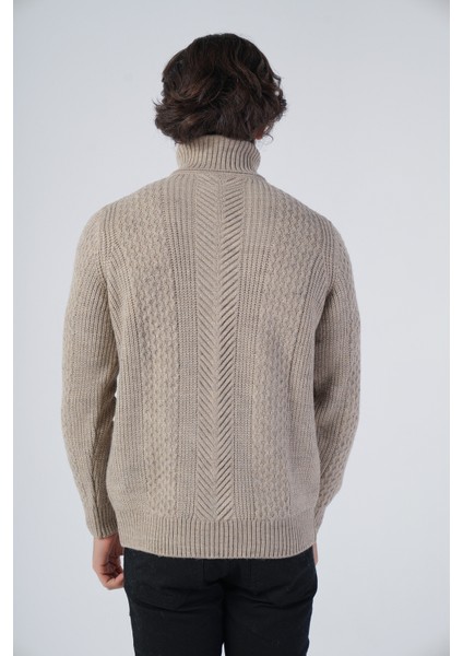 Erkek Yürütme Saç Örgülü Balıkçı Yaka Triko Yün Kazak TRIST-5313