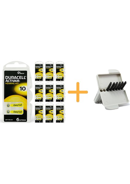 Duracell Activair 10 Numara Işitme Cihazı Pili (10 Paket x 6 Adet = 60 Adet Pil) + Hediye Işitme Cihazı Filtresi