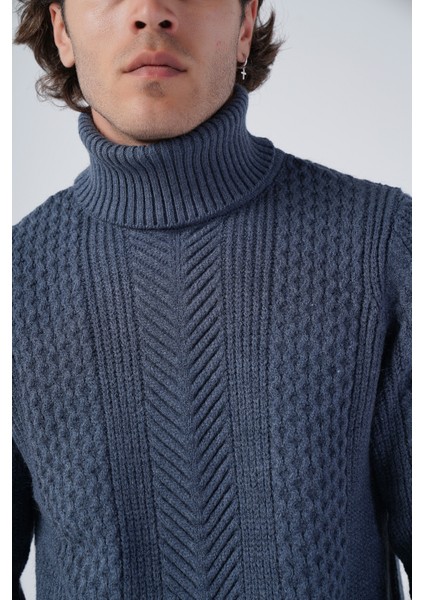 Erkek Yürütme Saç Örgülü Balıkçı Yaka Triko Yün Kazak TRIST-5313 indirimleri