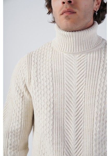 Erkek Yürütme Saç Örgülü Balıkçı Yaka Triko Yün Kazak TRIST-5313 fırsatları