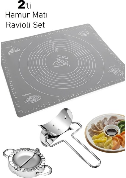 2li Silikon Hamur Matı + Çelik Ravioli Set