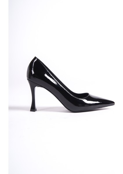 Hakiki Deri MB972-S Kadın İnce 9 cm Topuklu Rugan Siyah Stiletto & Topuklu Ayakkabı fiyatları