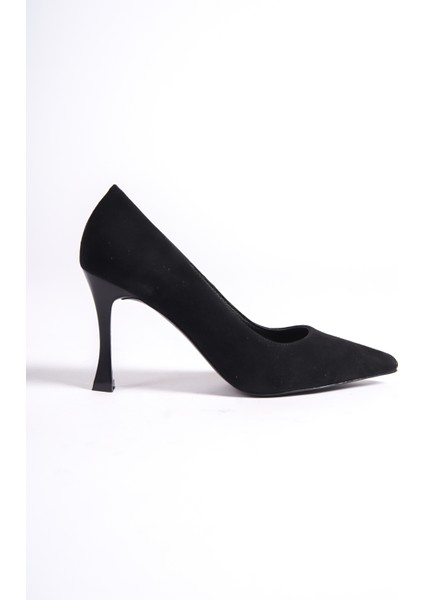 MB970-S Kadın Ince 9 cm Topuklu Siyah Süet Stiletto & Topuklu Ayakkabı
