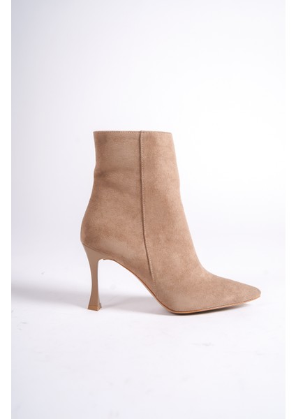 MBHRNS800-VZ Kadın Ince Topuklu Süet Vizon Kısa Sivri Burun Bot & Bootie fiyatları