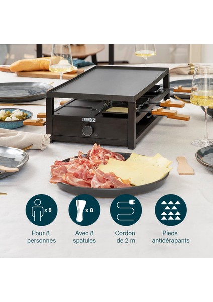 Siyah Çelik Raclette Izgara - 8 Kişilik